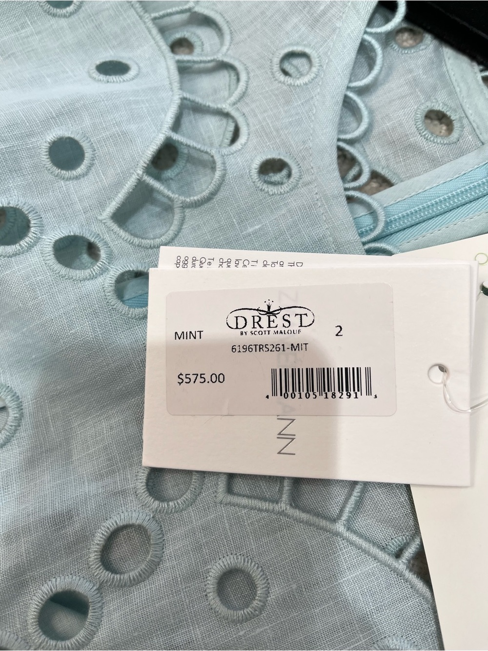 Zimmermann Pale Blue Eyelet Linen Crop Top - Picture 4 of 4
